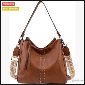 Vegan Leather Hobo Purse Adjustable Strap Boho Chic Crossbody Satchel Handbag